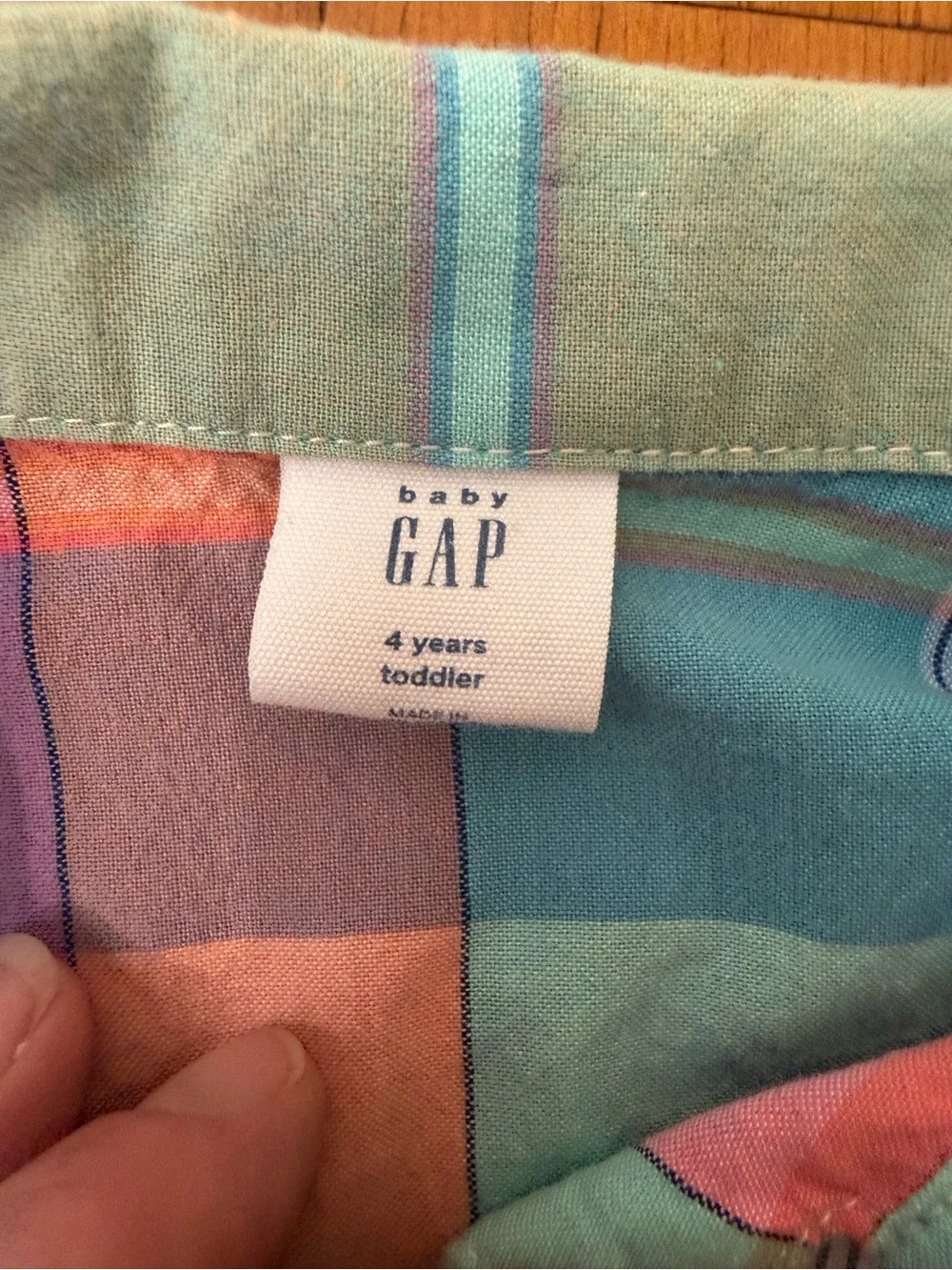 GAP Kids Preppy Coral Teal Purple Plaid Button-Front Shirt